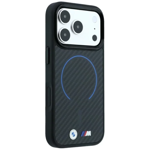 iPhone 18 Pro / iPhone 17 Pro čierne BMW M Carbon Blue Print puzdro s krúžkom a kovovým logom MagSafe - 4
