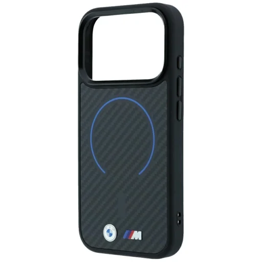 iPhone 18 Pro / iPhone 17 Pro čierne BMW M Carbon Blue Print puzdro s krúžkom a kovovým logom MagSafe - 6