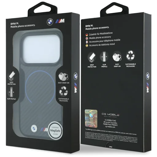 iPhone 18 Pro / iPhone 17 Pro čierne BMW M Carbon Blue Print puzdro s krúžkom a kovovým logom MagSafe - 8