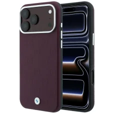 iPhone 18 Pro / iPhone 17 Pro bordové BMW Sign reliéfne, prešívané puzdro s kovovým logom MagSafe