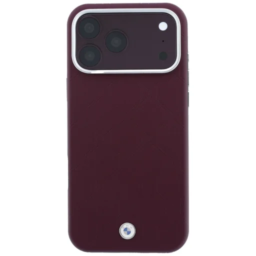 iPhone 18 Pro / iPhone 17 Pro bordové BMW Sign reliéfne, prešívané puzdro s kovovým logom MagSafe - 3