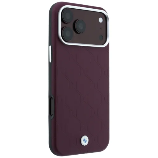 iPhone 18 Pro / iPhone 17 Pro bordové BMW Sign reliéfne, prešívané puzdro s kovovým logom MagSafe - 4