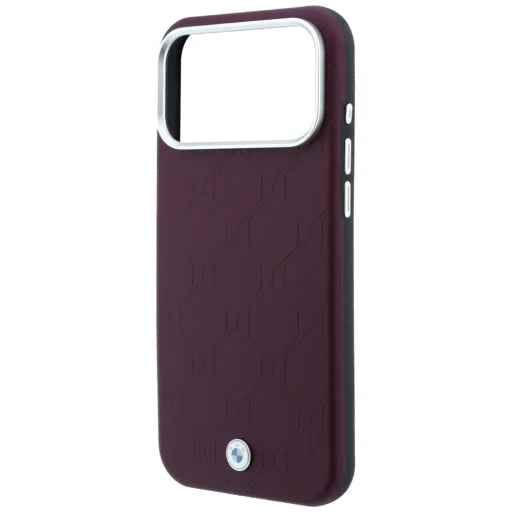 iPhone 18 Pro / iPhone 17 Pro bordové BMW Sign reliéfne, prešívané puzdro s kovovým logom MagSafe - 6