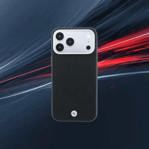 iPhone 18 Pro / iPhone 17 Pro čierne BMW Sign embosované, prešívané puzdro s kovovým logom MagSafe - 11