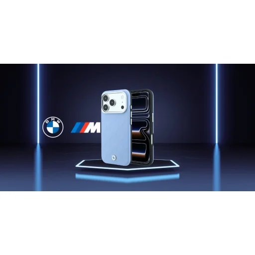 iPhone 18 Pro Max / 17 Pro Max BMW Sign Deboss prešívané MagSafe puzdro s kovovým logom – modré - 9