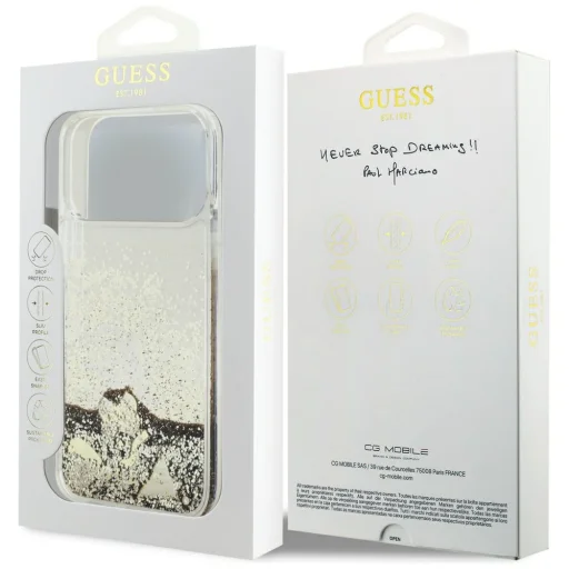 iPhone 18 Pro Max / iPhone 17 Pro Max zlatý Guess Liquid Glitter 4G Charms zadný kryt - 8