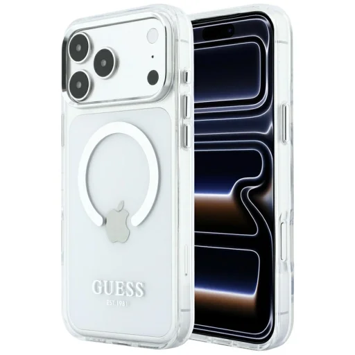 iPhone 18 Pro Max / iPhone 17 Pro Max Guess Metal Outline MagSafe puzdro, strieborné - 1