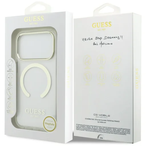 iPhone 18 Pro / 17 Pro zlatý Guess Metal Outline MagSafe kryt - 8