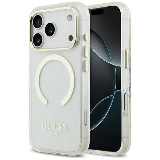 iPhone 18 Pro / 17 Pro zlatý Guess Metal Outline MagSafe kryt - 1