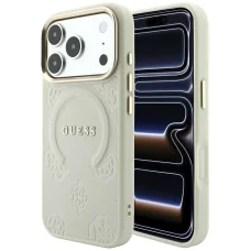 iPhone 18 Pro Max / iPhone 17 Pro Max béžové puzdro Guess Saffiano Peony & Ring MagSafe