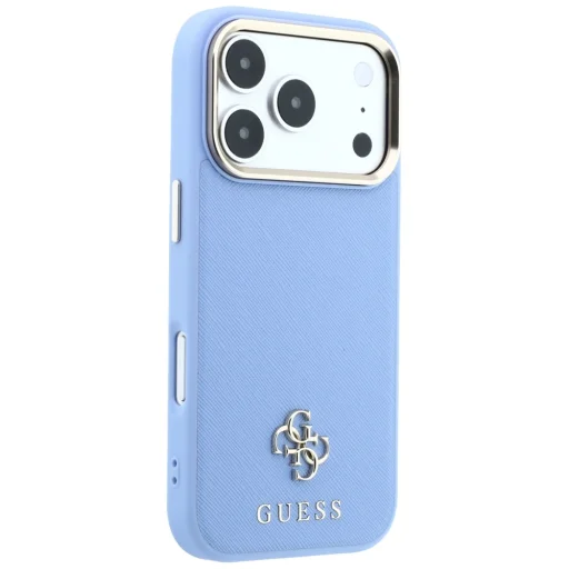 Svetlomodré puzdro Guess Saffiano Small 4G & Classic Logo MagSafe pre iPhone 18 Pro / 17 Pro - 4