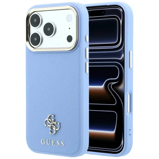 Svetlomodré puzdro Guess Saffiano Small 4G & Classic Logo MagSafe pre iPhone 18 Pro / 17 Pro - 1