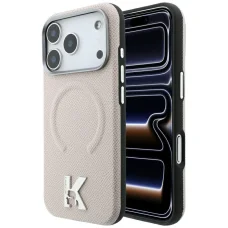 Apple iPhone 18 Pro / 17 Pro béžový Karl Lagerfeld zadný kryt so zrnitým vzorom, embosovaným krúžkom a logom Kameo MagSafe