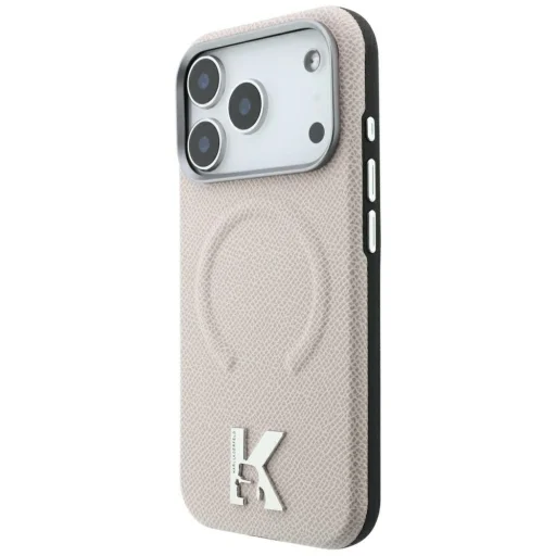Apple iPhone 18 Pro / 17 Pro béžový Karl Lagerfeld zadný kryt so zrnitým vzorom, embosovaným krúžkom a logom Kameo MagSafe - 2