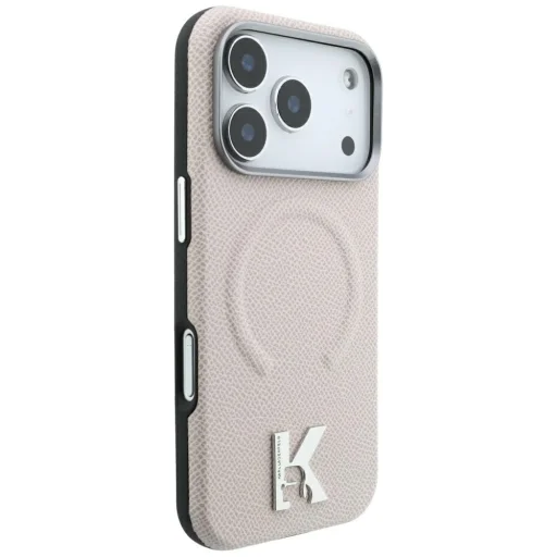 Apple iPhone 18 Pro / 17 Pro béžový Karl Lagerfeld zadný kryt so zrnitým vzorom, embosovaným krúžkom a logom Kameo MagSafe - 4