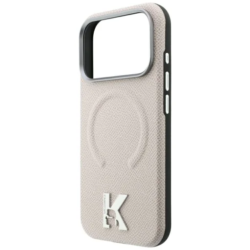 Apple iPhone 18 Pro / 17 Pro béžový Karl Lagerfeld zadný kryt so zrnitým vzorom, embosovaným krúžkom a logom Kameo MagSafe - 6