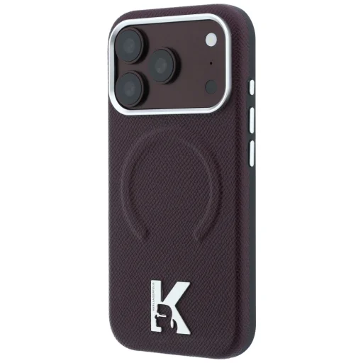 iPhone 18 Pro / 17 Pro bordový Karl Lagerfeld zadný kryt so zrnitou textúrou, reliéfnym prstencom a kameo logom MagSafe - 2