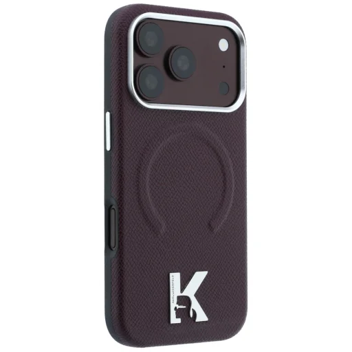 iPhone 18 Pro / 17 Pro bordový Karl Lagerfeld zadný kryt so zrnitou textúrou, reliéfnym prstencom a kameo logom MagSafe - 4