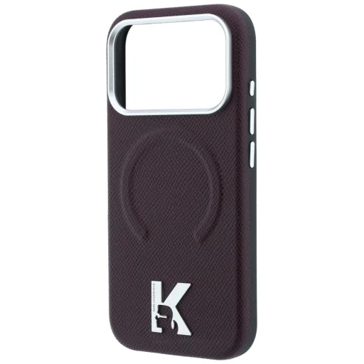 iPhone 18 Pro / 17 Pro bordový Karl Lagerfeld zadný kryt so zrnitou textúrou, reliéfnym prstencom a kameo logom MagSafe - 6