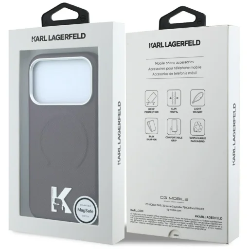 iPhone 18 Pro / 17 Pro bordový Karl Lagerfeld zadný kryt so zrnitou textúrou, reliéfnym prstencom a kameo logom MagSafe - 8