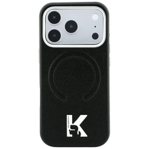 iPhone 18 Pro / iPhone 17 Pro Karl Lagerfeld zrnité, reliéfne puzdro MagSafe s logom prsteňa a kamey, čierne - 3