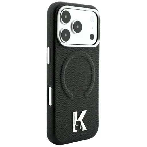 iPhone 18 Pro / iPhone 17 Pro Karl Lagerfeld zrnité, reliéfne puzdro MagSafe s logom prsteňa a kamey, čierne - 4