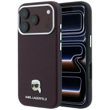 iPhone 18 Pro / 17 Pro bordové puzdro Karl Lagerfeld Grained Karl Head Metal MagSafe