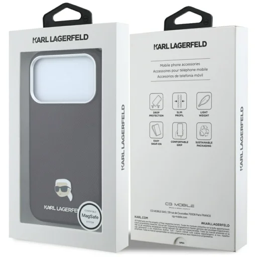 iPhone 18 Pro / 17 Pro bordové puzdro Karl Lagerfeld Grained Karl Head Metal MagSafe - 8
