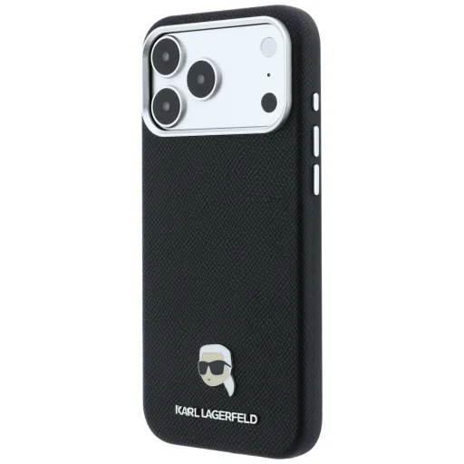 iPhone 18 Pro / iPhone 17 Pro čierny Karl Lagerfeld zrnitý Karl Head Metal MagSafe kryt - 2