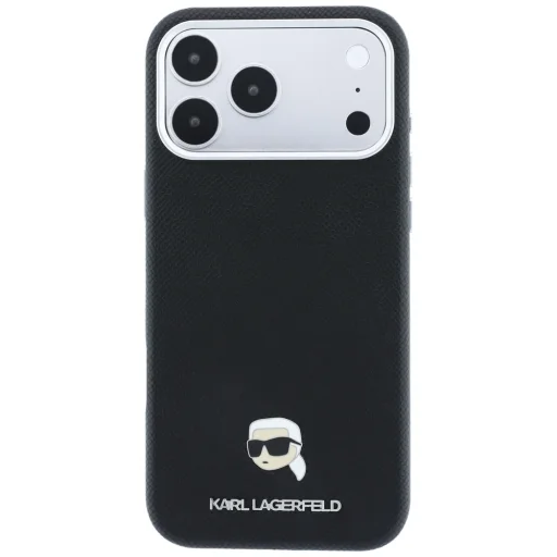 iPhone 18 Pro / iPhone 17 Pro čierny Karl Lagerfeld zrnitý Karl Head Metal MagSafe kryt - 3
