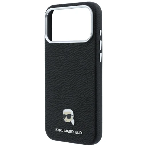 iPhone 18 Pro / iPhone 17 Pro čierny Karl Lagerfeld zrnitý Karl Head Metal MagSafe kryt - 6