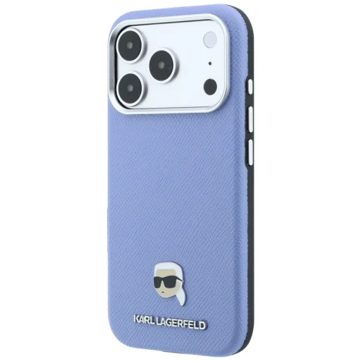 iPhone 18 Pro / 17 Pro svetlomodrý kryt Karl Lagerfeld Grained Karl Head Metal MagSafe - 2