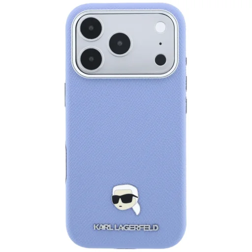 iPhone 18 Pro / 17 Pro svetlomodrý kryt Karl Lagerfeld Grained Karl Head Metal MagSafe - 3