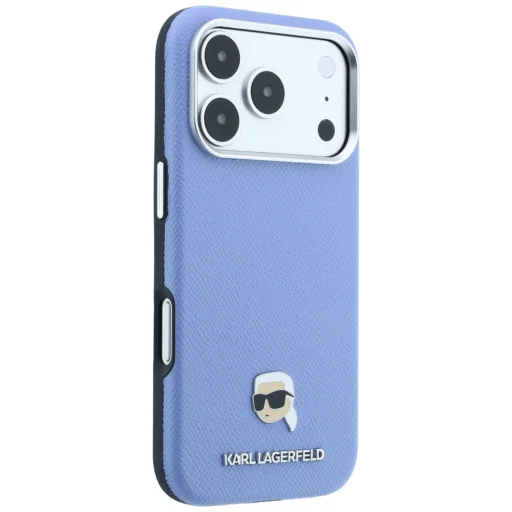 iPhone 18 Pro / 17 Pro svetlomodrý kryt Karl Lagerfeld Grained Karl Head Metal MagSafe - 4