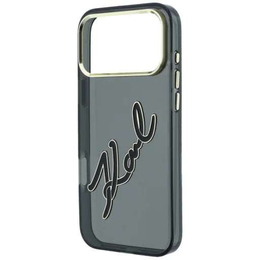 iPhone 18 Pro / 17 Pro puzdro – Karl Lagerfeld IML Big Signature, syntetická živica a kovový rám, čierne - 6