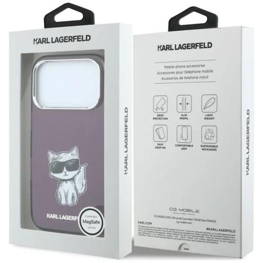 iPhone 18 Pro Max / 17 Pro Max bordový Karl Lagerfeld IML Ikonik Sketch Print MagSafe zadný kryt - 8