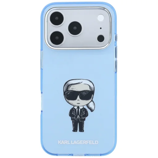 Apple iPhone 18 Pro Max / iPhone 17 Pro Max svetlomodrý Karl Lagerfeld IML Ikonik Sketch Print MagSafe kryt - 3