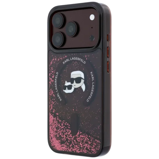 iPhone 18 Pro / 17 Pro bordové puzdro Karl Lagerfeld MagSafe s tekutými flitrami a podobizňou Karla a Choupette - 2