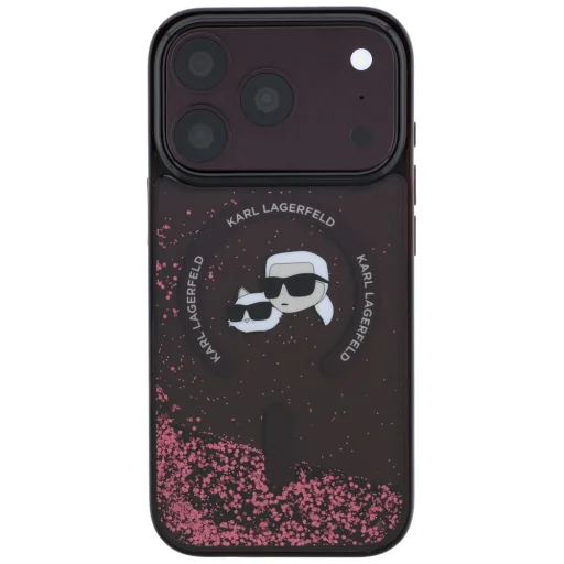 iPhone 18 Pro / 17 Pro bordové puzdro Karl Lagerfeld MagSafe s tekutými flitrami a podobizňou Karla a Choupette - 3