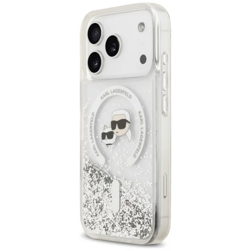 iPhone 18 Pro / 17 Pro priehľadný zadný kryt Karl Lagerfeld Liquid Glitter Karl & Choupette Heads MagSafe - 2