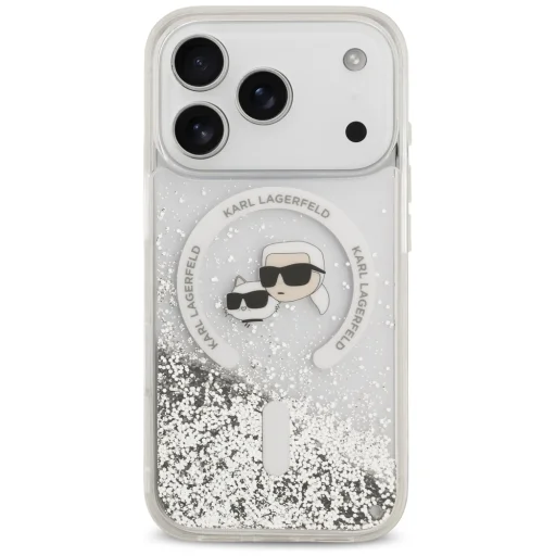 iPhone 18 Pro / 17 Pro priehľadný zadný kryt Karl Lagerfeld Liquid Glitter Karl & Choupette Heads MagSafe - 3