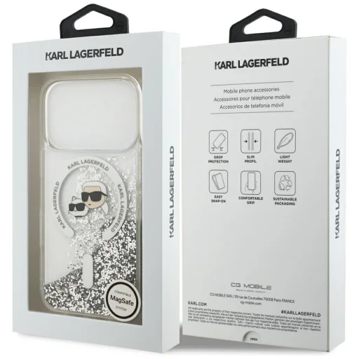 iPhone 18 Pro / 17 Pro priehľadný zadný kryt Karl Lagerfeld Liquid Glitter Karl & Choupette Heads MagSafe - 8