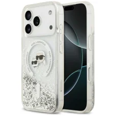iPhone 18 Pro Max priehľadný kryt Karl Lagerfeld Liquid Glitter Karl&Choupette Heads MagSafe