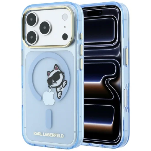 iPhone 18 Pro / iPhone 17 Pro svetlomodré puzdro Karl Lagerfeld Peekaboo Logo MagSafe - 1