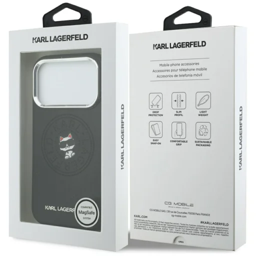 iPhone 18 Pro / iPhone 17 Pro Karl Lagerfeld Point & Choupette Sketch MagSafe kryt, čierny - 8