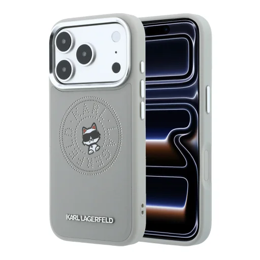 iPhone 18 Pro Max / iPhone 17 Pro Max Karl Lagerfeld Point & Choupette Sketch MagSafe zadný kryt, sivý - 10