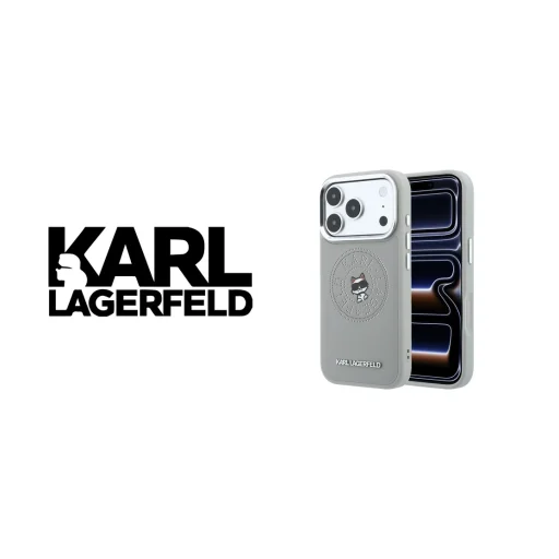 iPhone 18 Pro Max / iPhone 17 Pro Max Karl Lagerfeld Point & Choupette Sketch MagSafe zadný kryt, sivý - 9