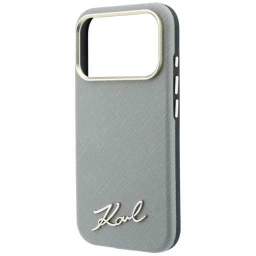 iPhone 18 Pro / iPhone 17 Pro Karl Lagerfeld Saffiano MagSafe puzdro s malým kovovým nápisom loga, béžové - 6