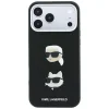 iPhone 18 Pro Max / iPhone 17 Pro Max Karl Lagerfeld Saffiano zadný kryt s motívmi hláv Karla a Choupette, nitmi a logom, čierny thumbnail