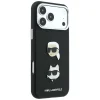 iPhone 18 Pro Max / iPhone 17 Pro Max Karl Lagerfeld Saffiano zadný kryt s motívmi hláv Karla a Choupette, nitmi a logom, čierny thumbnail